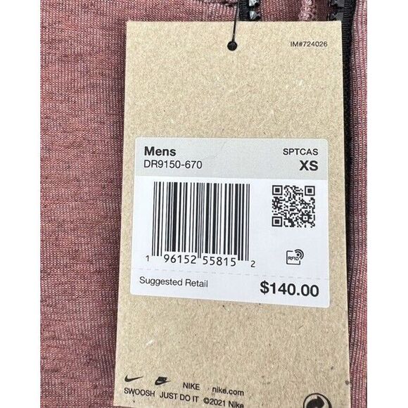 Nike Tech Fleece Full-Zip Hoodie Stardust DR9150-670 Redstone Mens Size XS - Picture 8 of 8